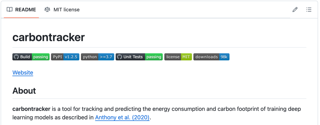 Introduction text in carbontracker’s README from their repository.