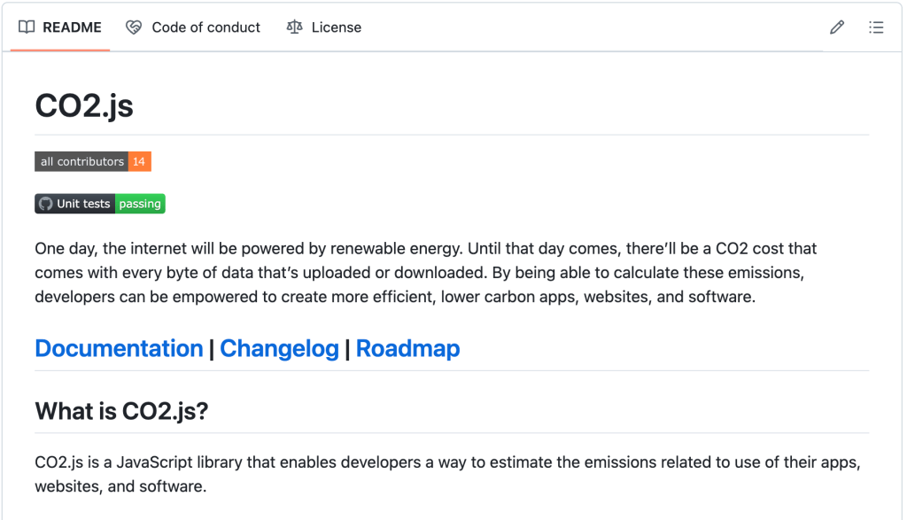 Introduction text in CO2.js’ README from their repository.