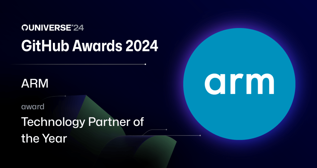 Graphic showing winner of Technology Partner of the Year award, ARM