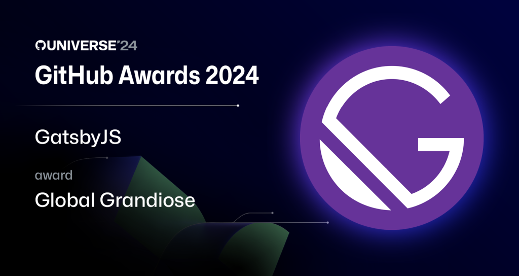 Graphic showing winner of Global Grandoise award, GatsbyJS