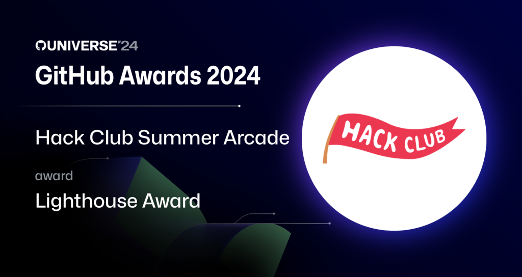 Graphic showing winner of Lighthouse award, Hack Club Summer Arcade