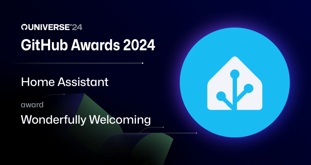 Graphic showing winner of Wonderfully Welcoming award, Home Assistant