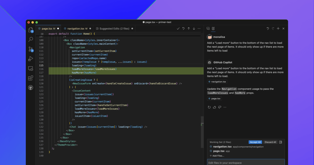 Screenshot displaying multi-line editing in VS Code.