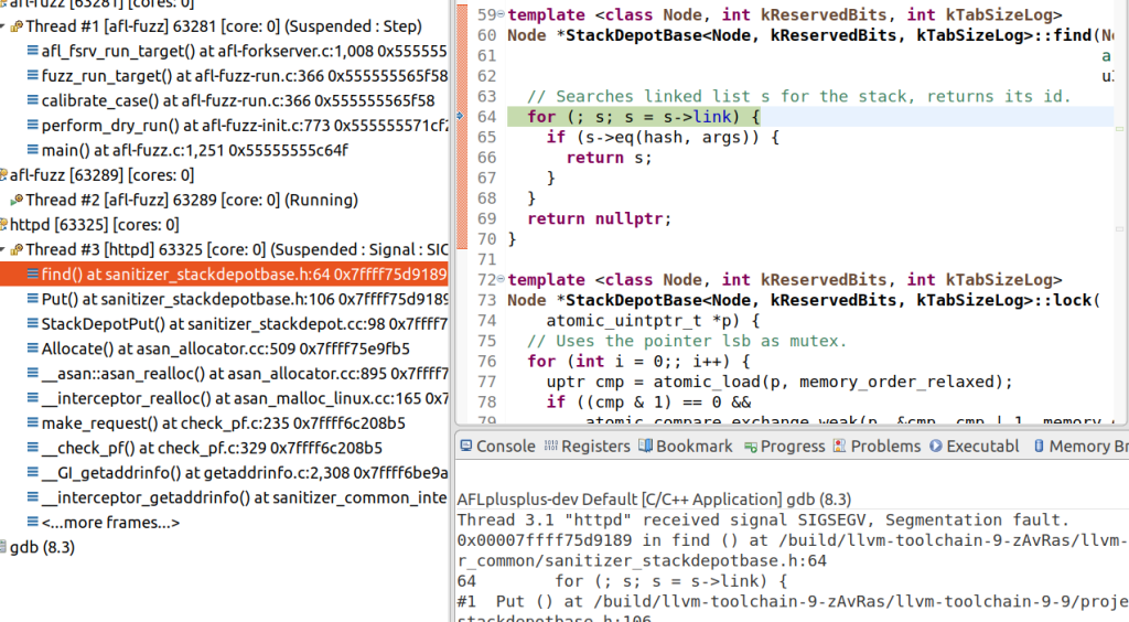 investigating the bug candidate using GDB