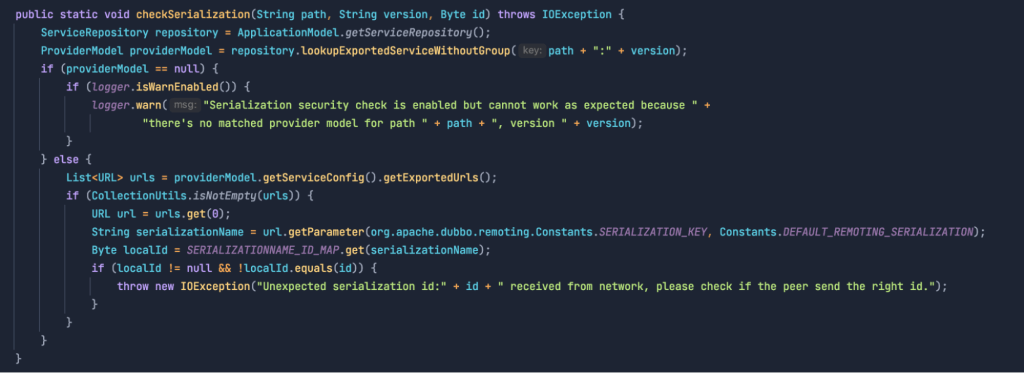 checkSerialization method