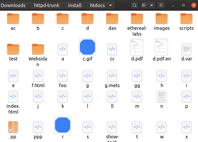 Our 1-byte htdocs directory