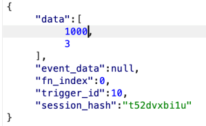 Screenshot showing request with data in a form of a JSON. The “data” key takes a list with two values: 1000, 3. 