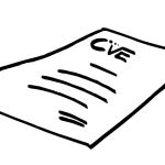 A stylized illustration of a document labeled 'CVE,' symbolizing a Common Vulnerabilities and Exposures report.