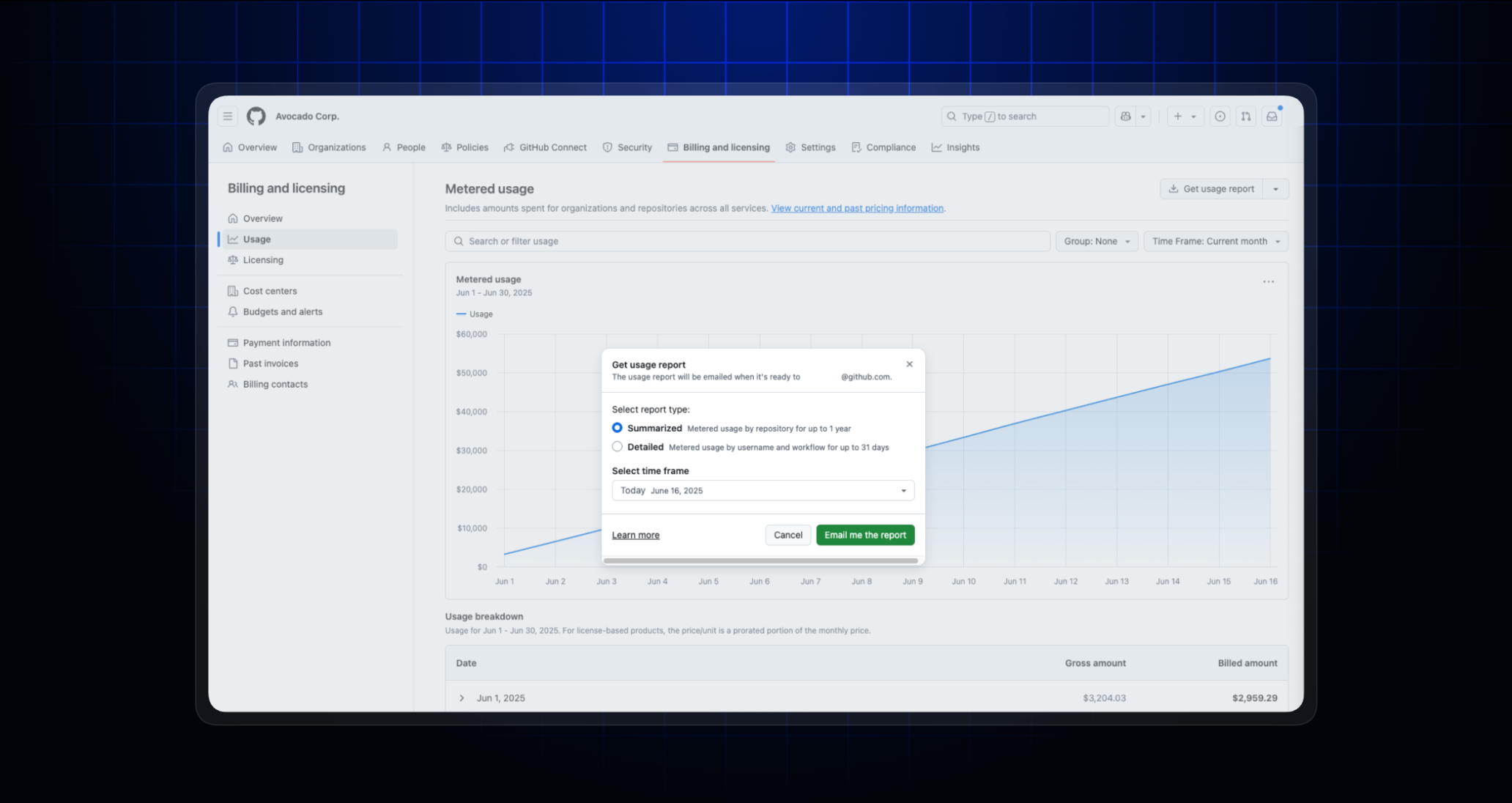 New usage report UI