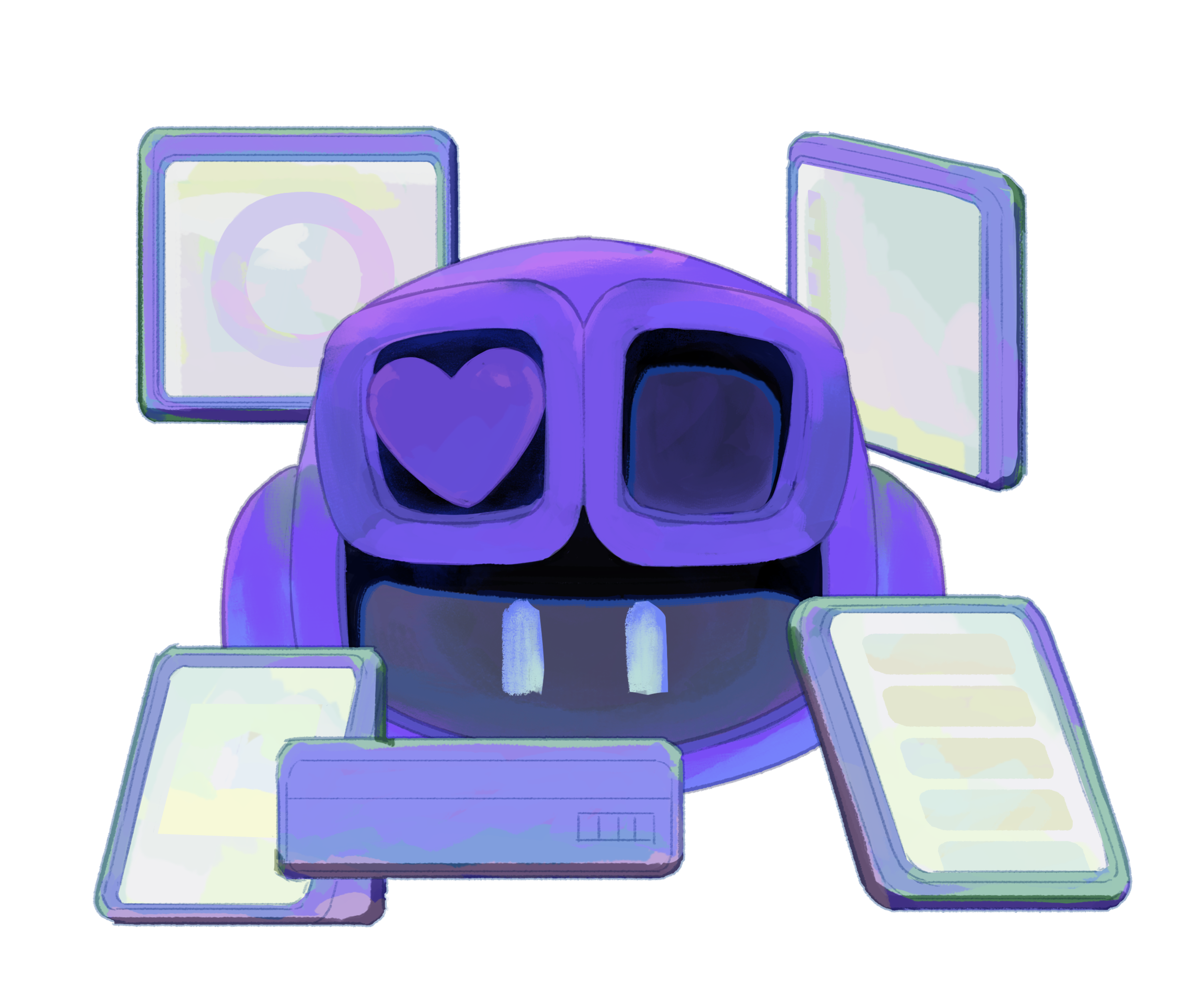 An illustration GitHub Copilot with one of their eyes replaced with a heart