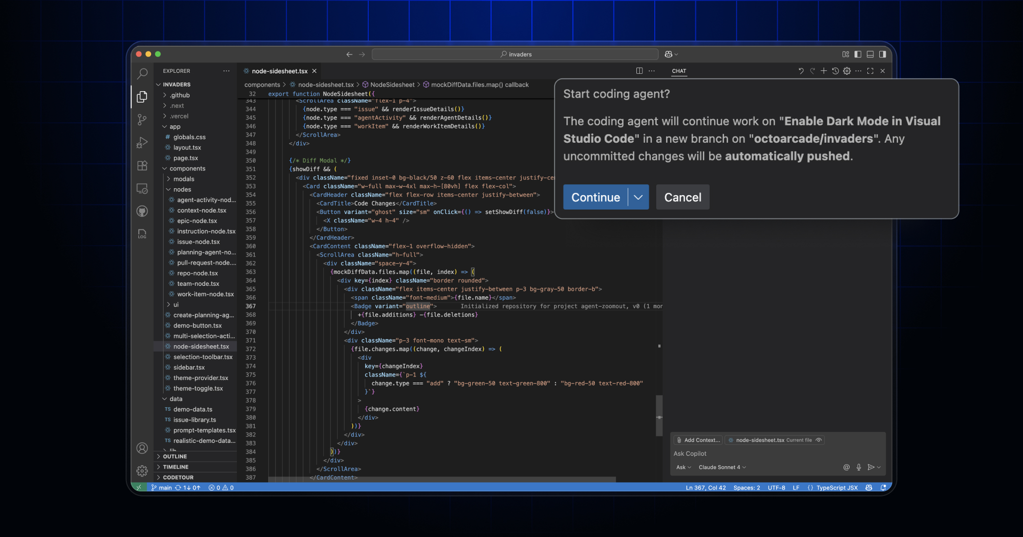Starting a Copilot coding agent session from VS Code