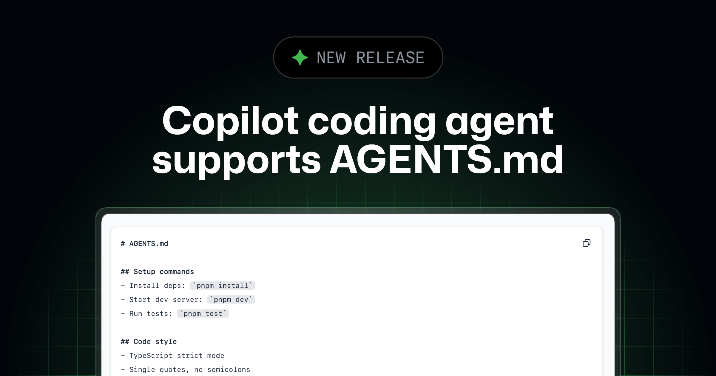 Copilot coding agent now supports AGENTS.md custom instructions ...
