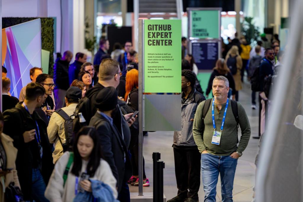 A photo of the GitHub Expert Center at GitHub Universe.
