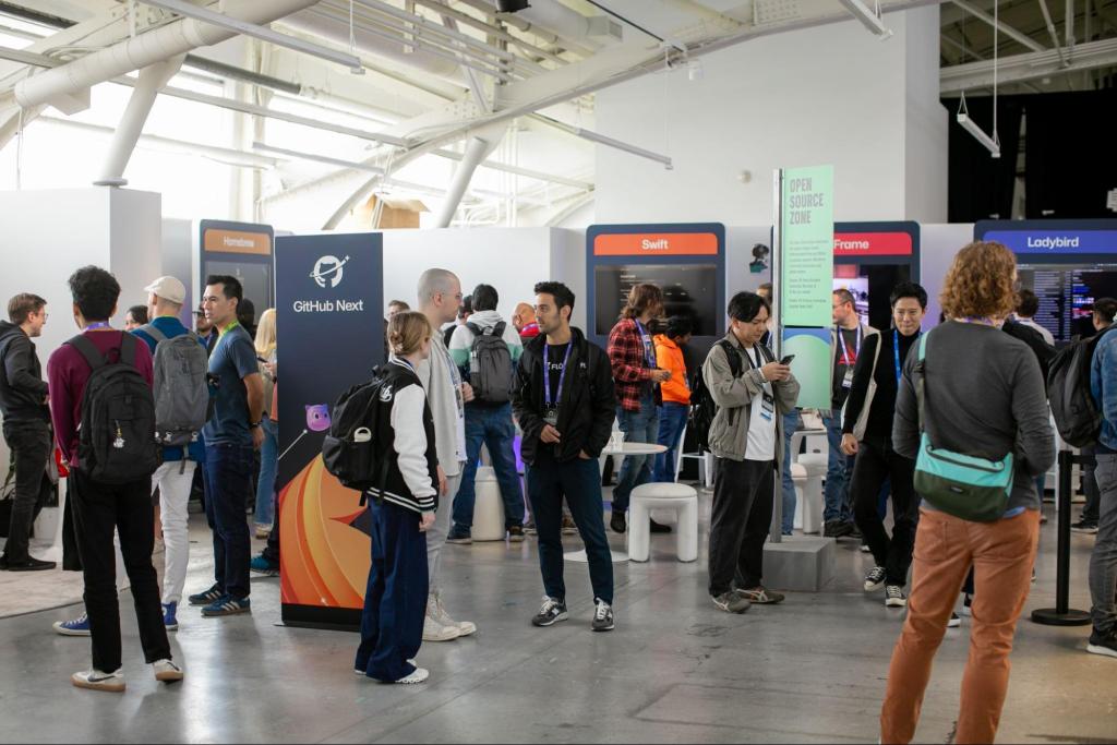 A photo of the Open Source Zone at GitHub Universe.