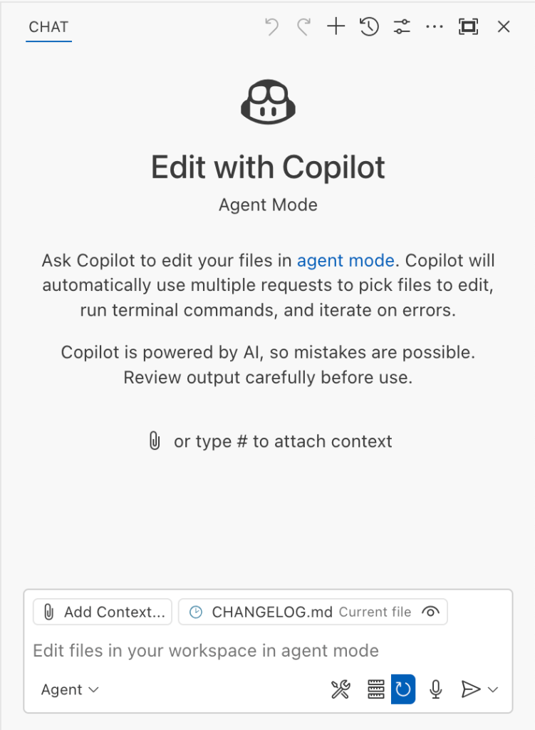 Copilot provides Agent Chat Interface where you can write a query to do something.