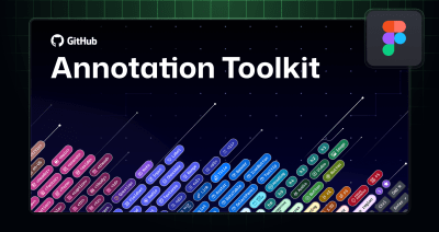 Cover image for the Annotation Toolkit Figma library, showing annotation stamps and git lines on a starry grid background.