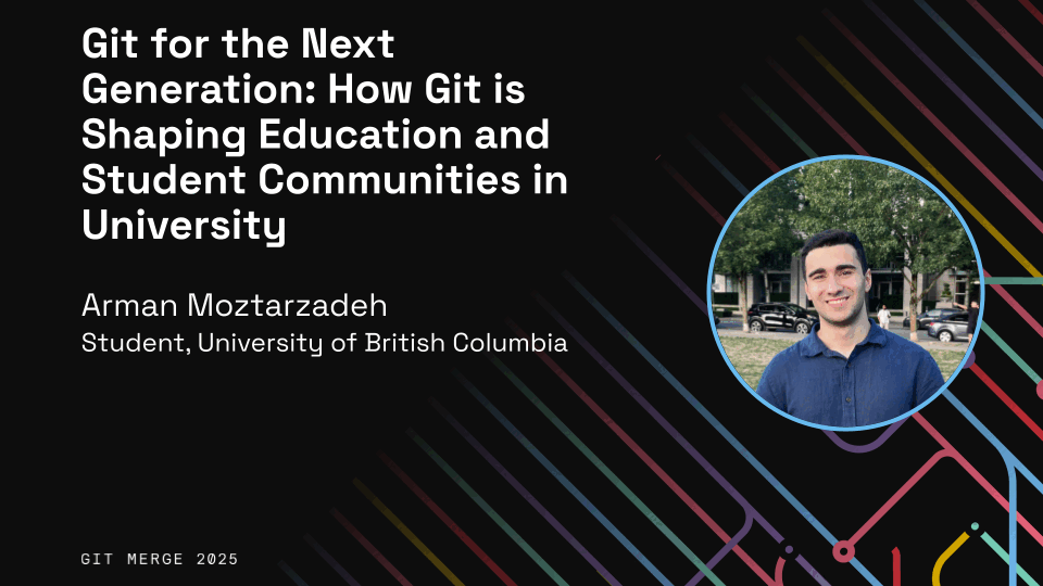 Animated GIF showing all speakers and topics at Git Merge 2025.