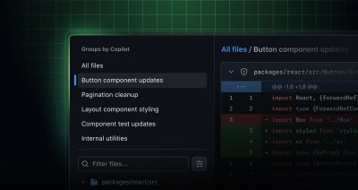 UI of pull request changes grouped by Copilot