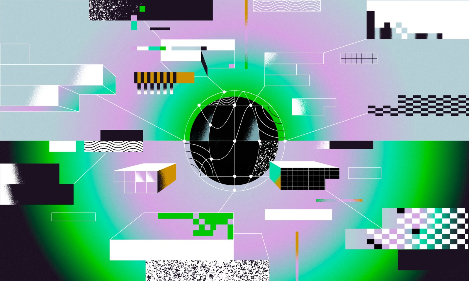 A decorative header showing several rectangles surrounding a circle.