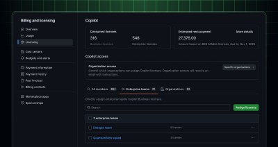 Licensing dashboard for GitHub Copilot Enterprise