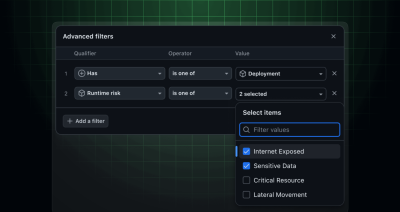 Security campaign creation dialog showing the new runtime based filters