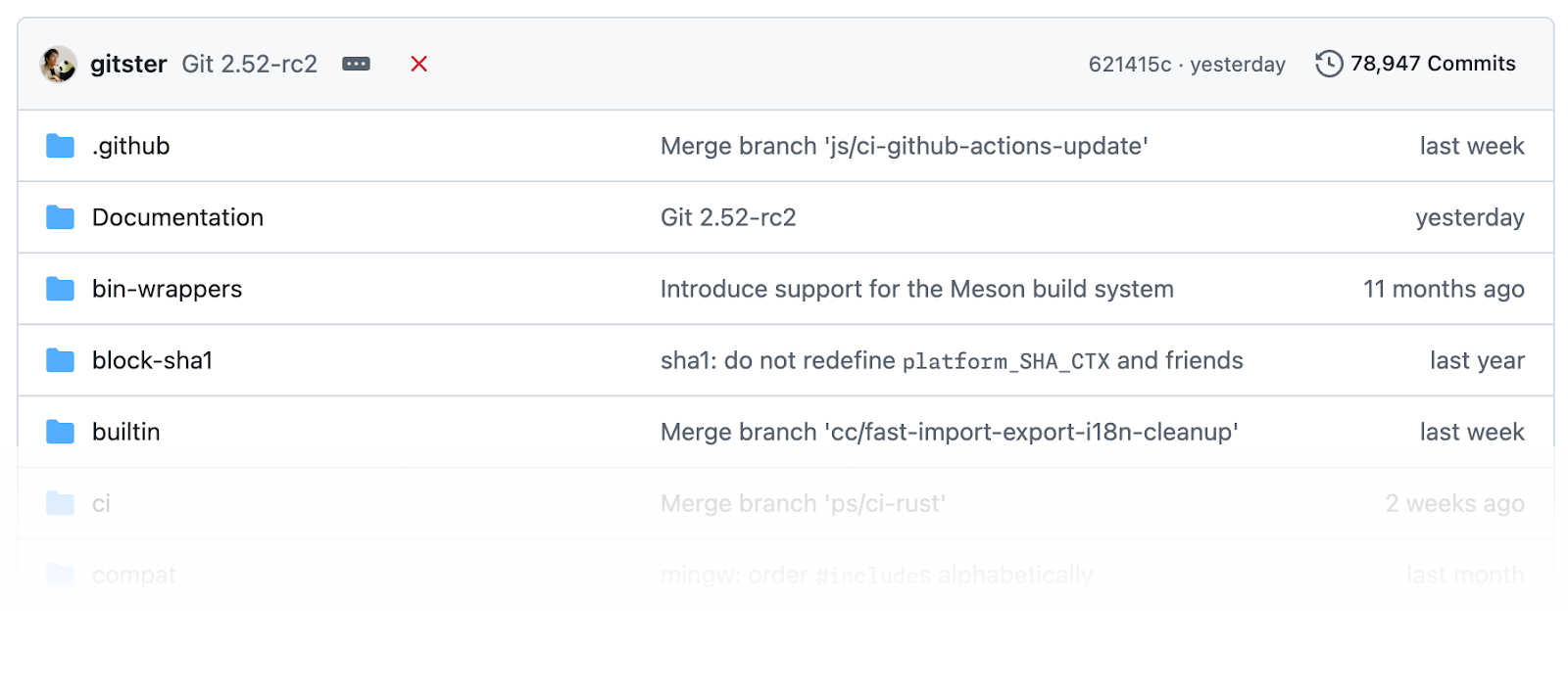 Screenshot of GitHub's repository file.