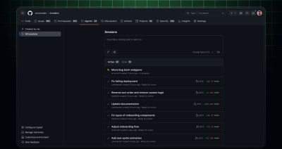 Agents tab with All sessions selected in the bar on the left side and a list of sessions on the right side.