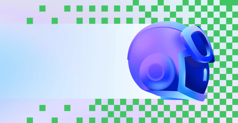 Copilot appears against a decorative background with scattered green squares.