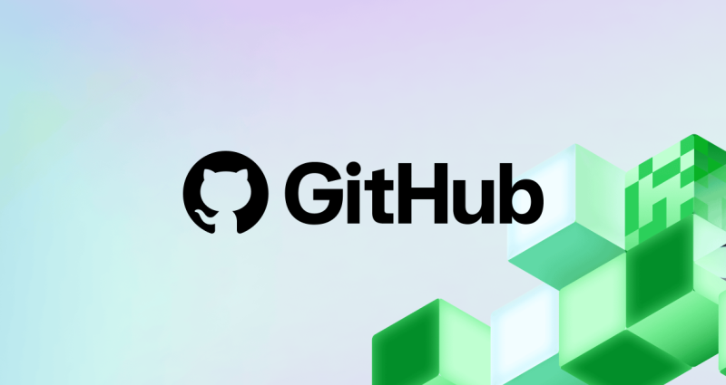 Image featuring the GitHub logo above geometric block shapes suggesting a tech-themed background.
