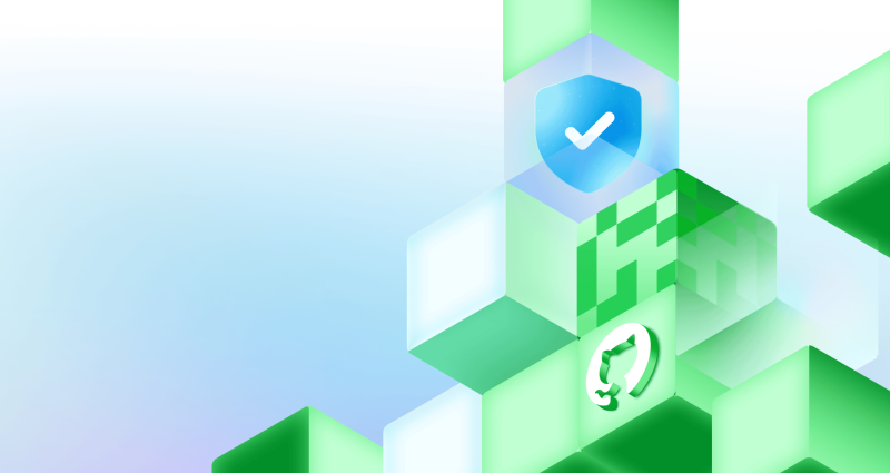 An abstract graphic featuring stacked cubes with a security checkmark shield and the GitHub invertocat logo.