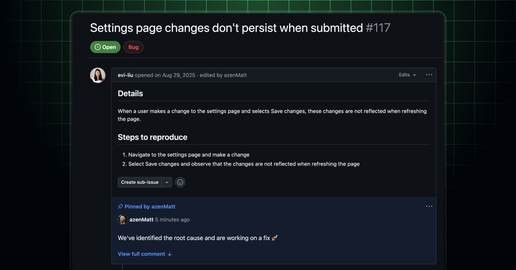Pinned comments on GitHub Issues - GitHub Changelog