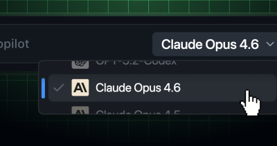 Dropdown showing Claude Opus 4.6 selected