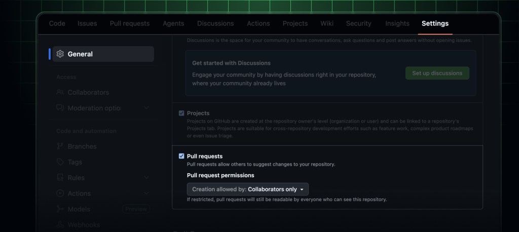 New repository settings for configuring pull request access - GitHub ...