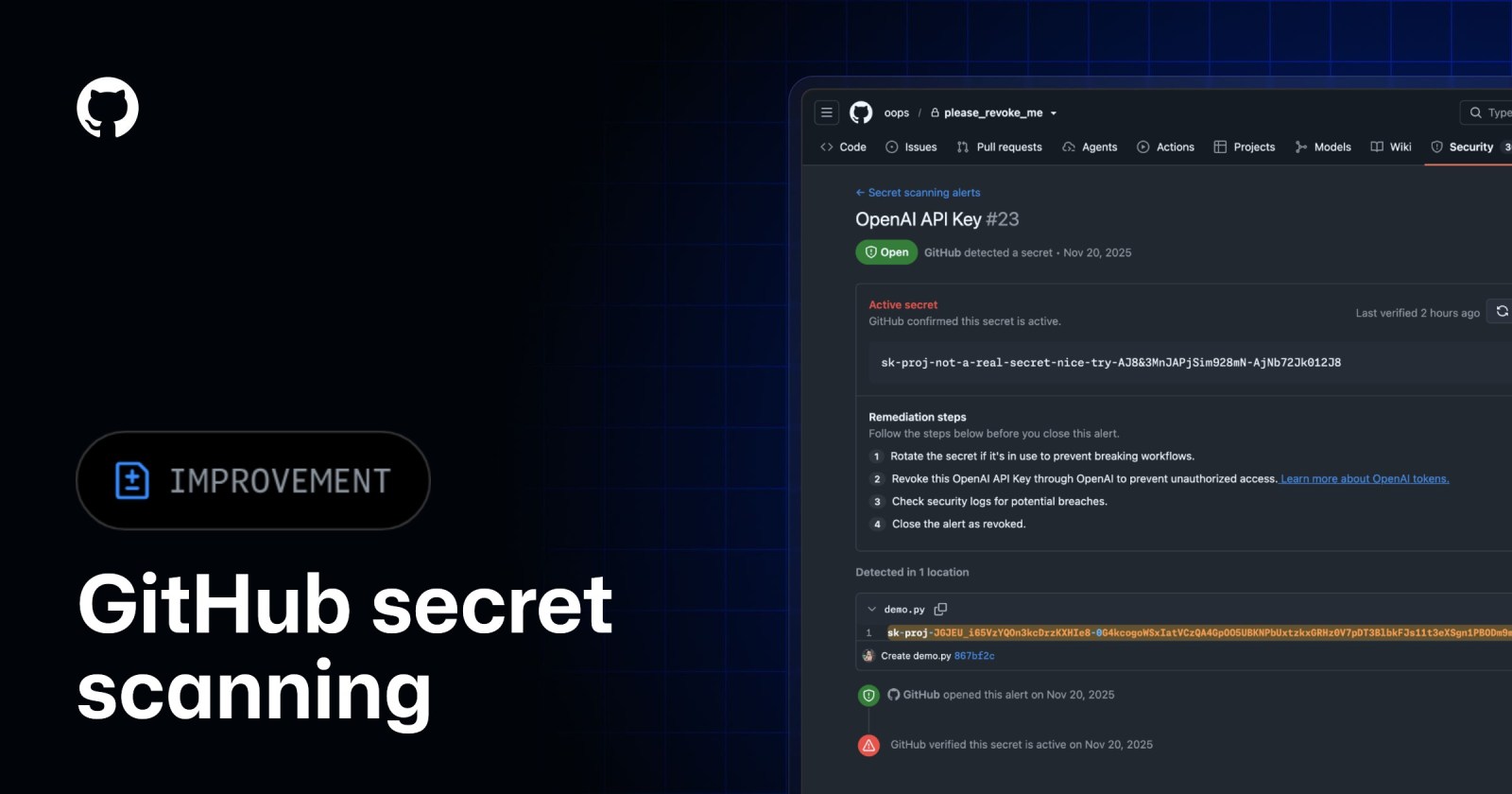 Secret scanning improvements to extended metadata checks - GitHub Changelog