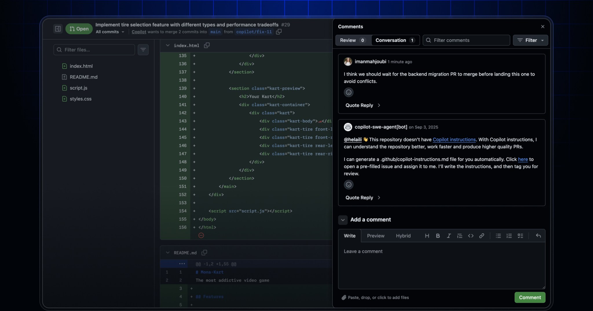 Access all pull request comments without leaving the new Files changed ...