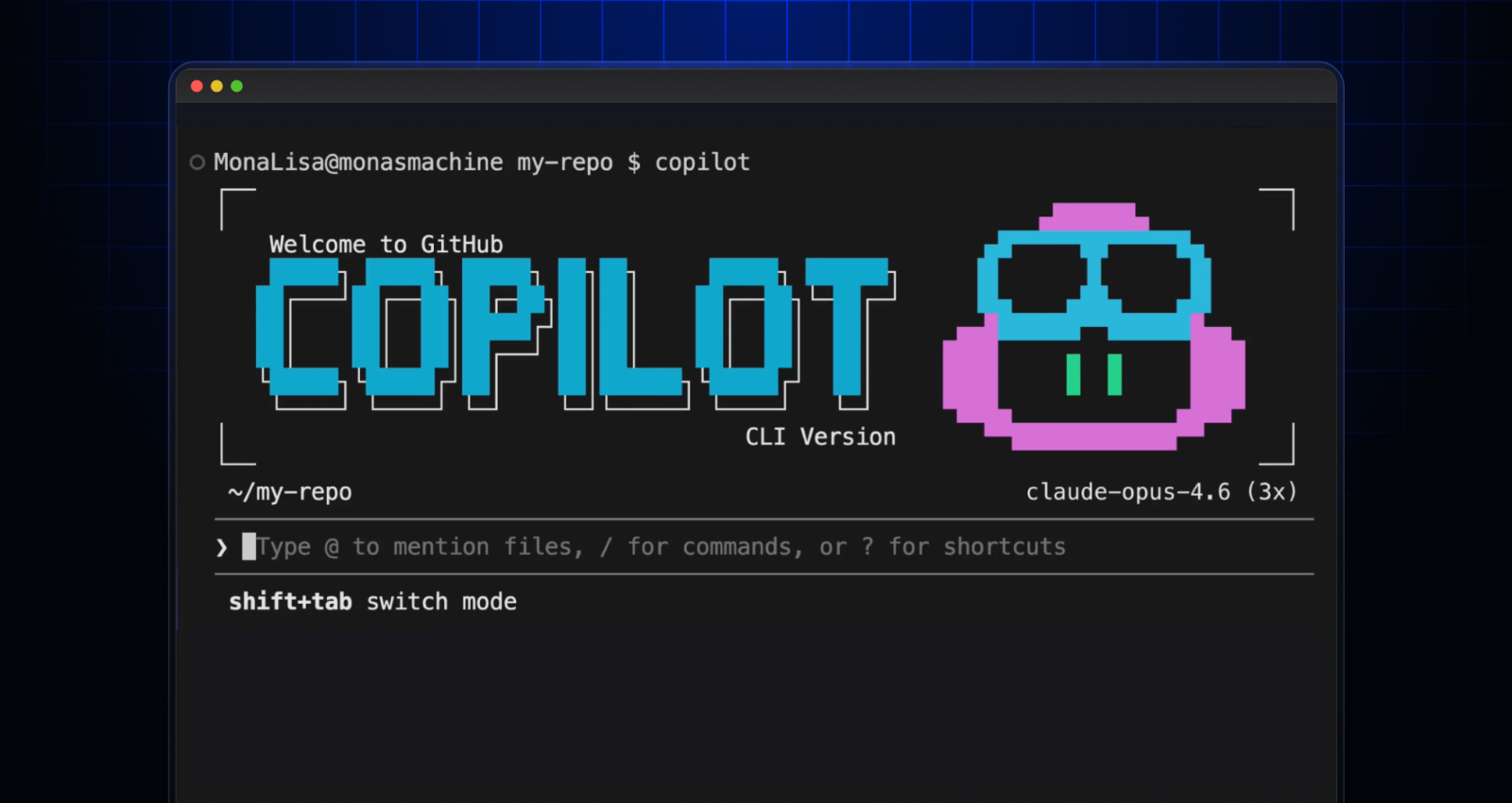 Copilot CLI welcome screen