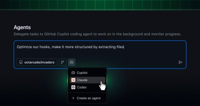 Illustration of Claude and Codex coding agents in GitHub Copilot