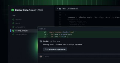 Copilot code review UI showing a CodeQL autofix suggestion