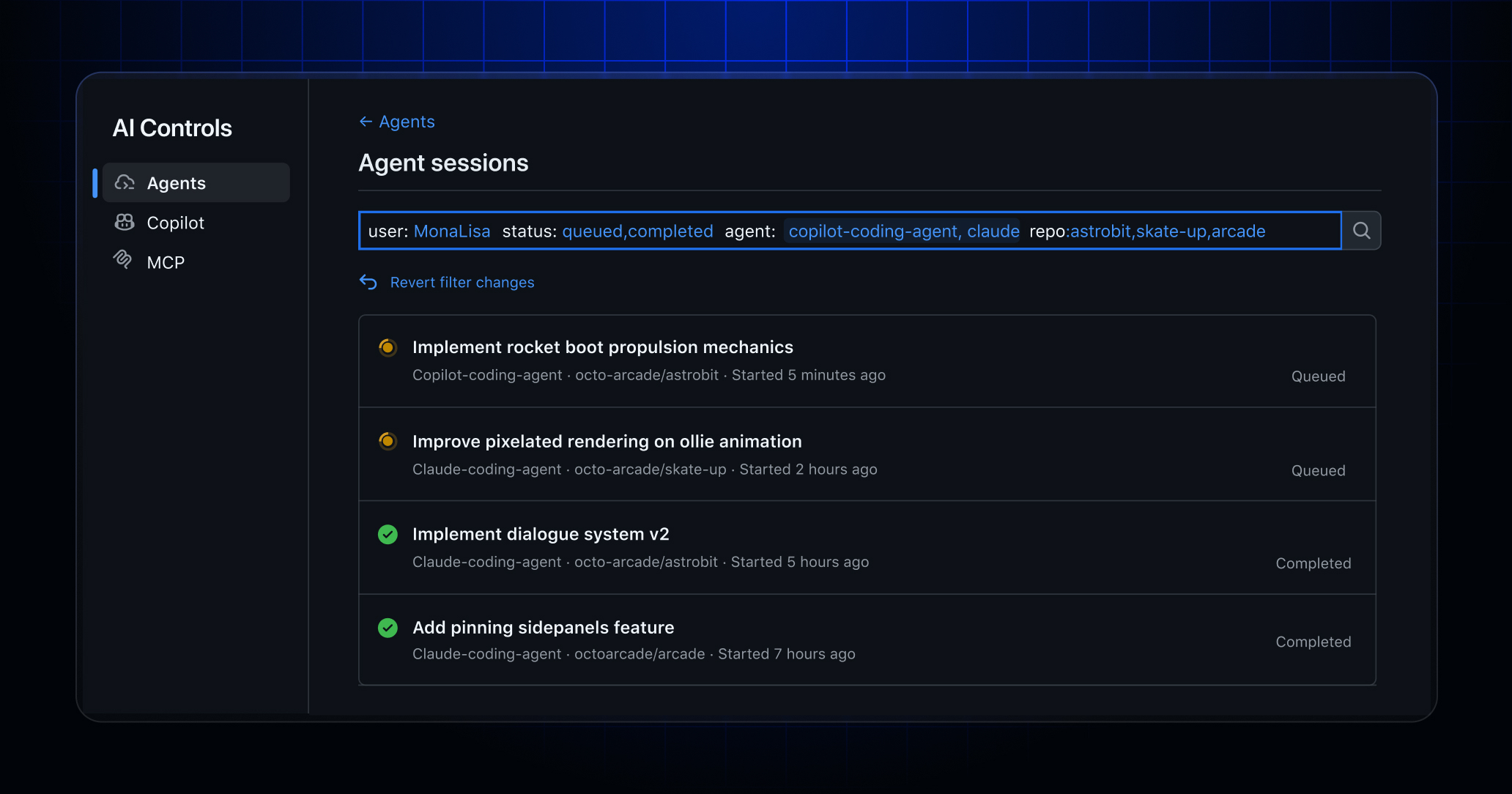 Agent sessions on Agent Control Plane