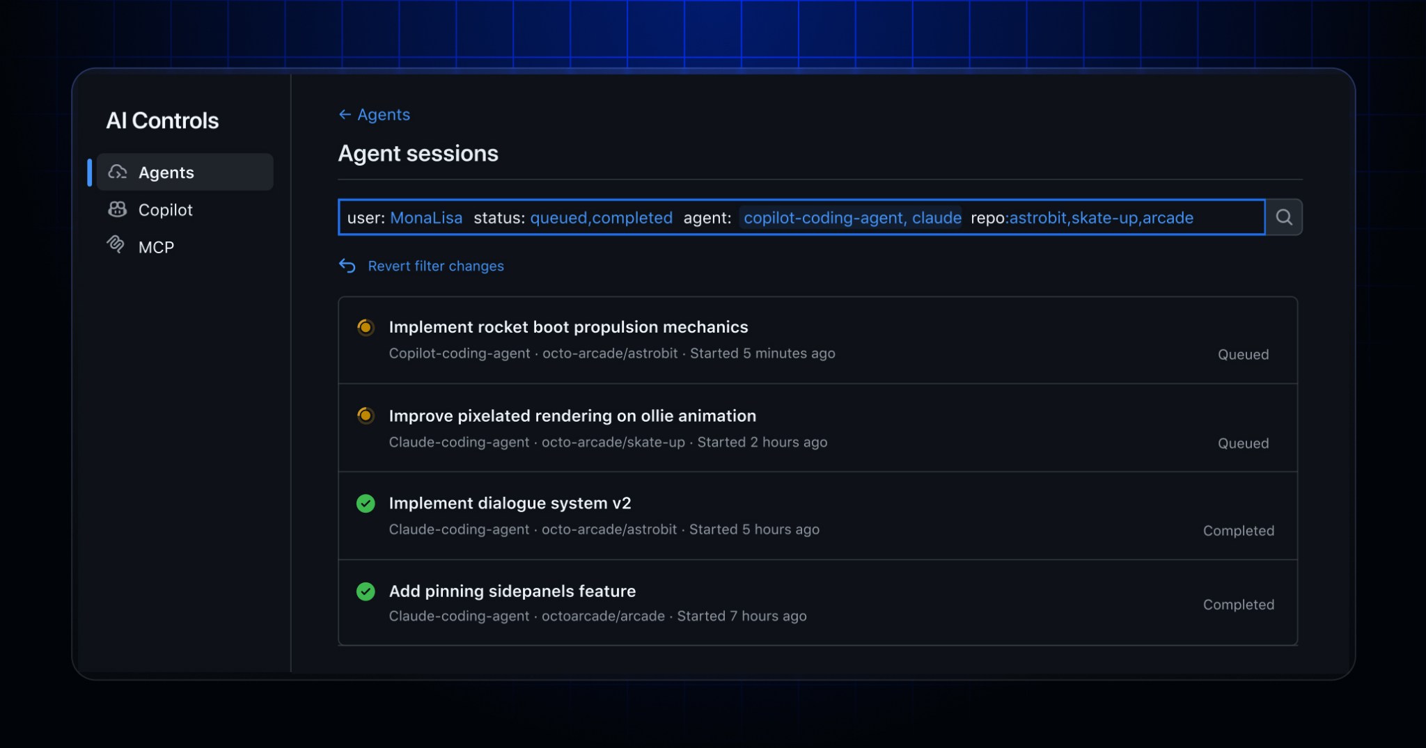 Discover and manage agent activity with new session filters - GitHub ...