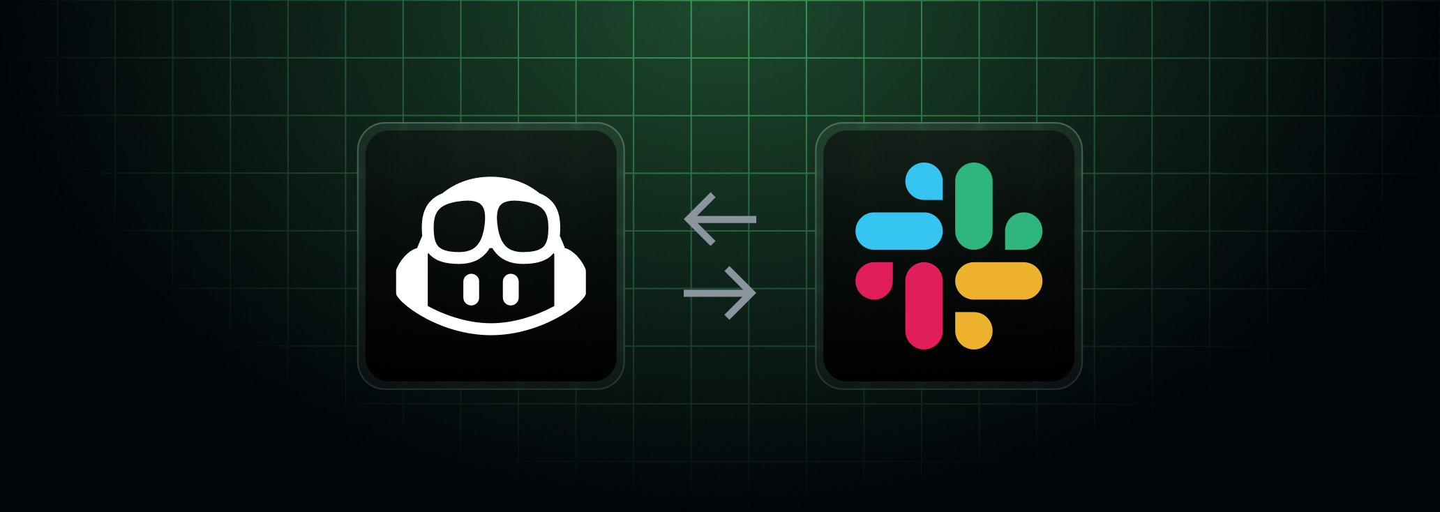 GitHub Copilot and Slack logos connected by bidirectional arrows
