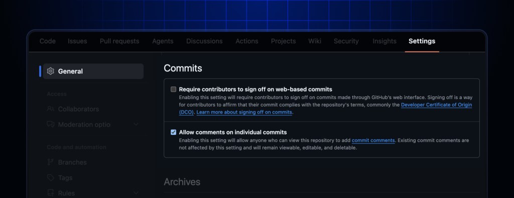 Disable comments on individual commits - GitHub Changelog