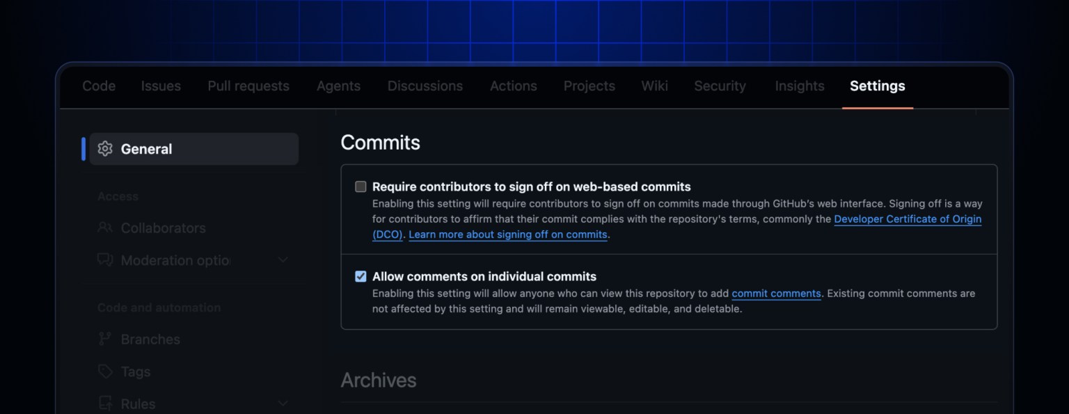 Disable comments on individual commits - GitHub Changelog