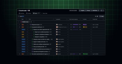 A GitHub project view displaying the full hierarchy of issues.