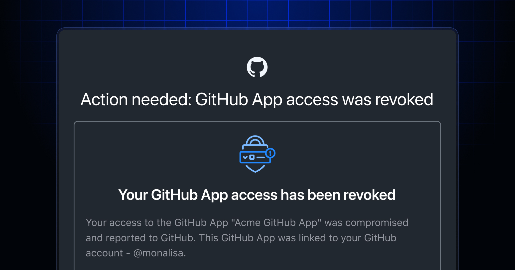 Illustration representing GitHub credential revocation
