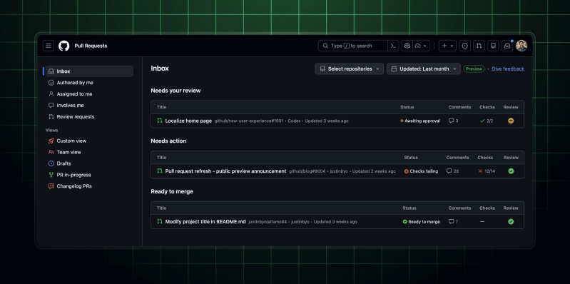 New pull requests dashboard is in public preview - GitHub Changelog