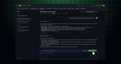 Copilot cloud session with planning and code changes