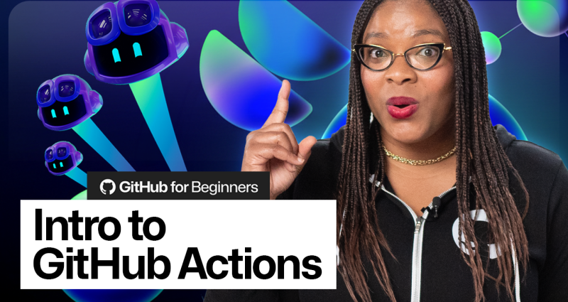 Decorative header image with the words 'Intro to GitHub Actions'
