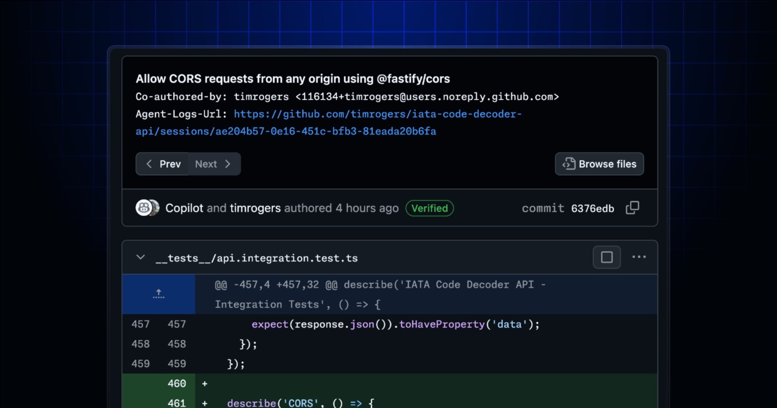 Trace any Copilot coding agent commit to its session logs - GitHub ...