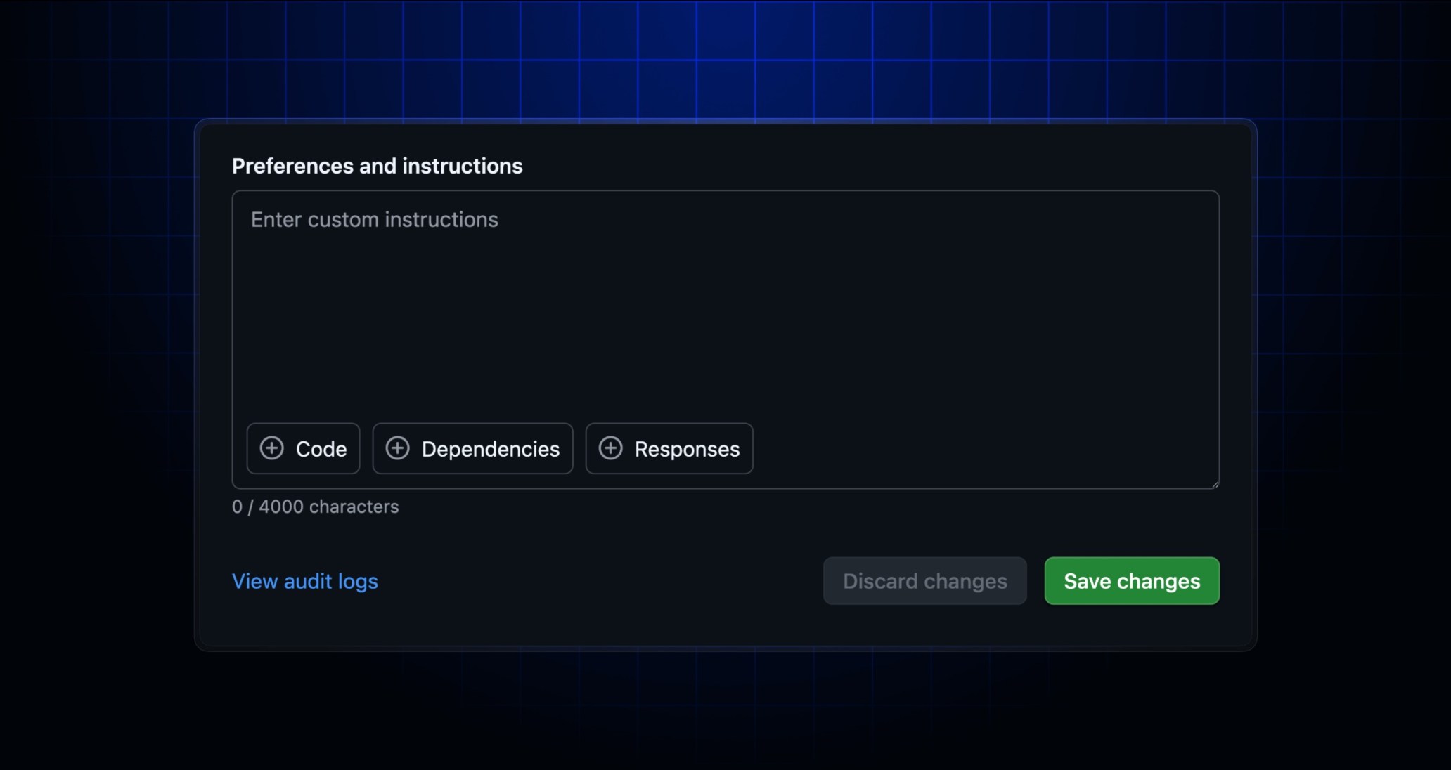 Header image with a screenshot of the form for configuring organization custom instructions